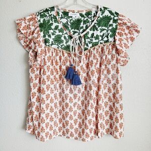 THML Turn To Fun Floral Blouse Top